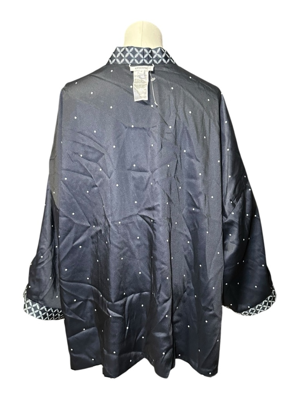 Chico's Navy White Covering Ruana Short Kimono NWOT - Picture 7 of 11